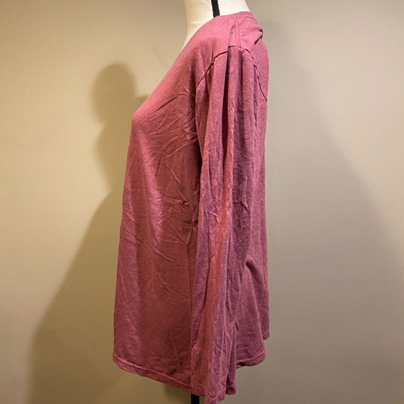 Air Waves Pink Red Plain Long Sleeve Tee Plus Size - Picture 5 of 7